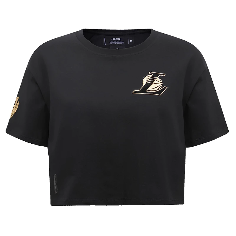 Women's Pro Standard Black Los Angeles Lakers Holiday Glam Boxy T-Shirt