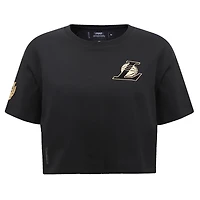 Women's Pro Standard Black Los Angeles Lakers Holiday Glam Boxy T-Shirt