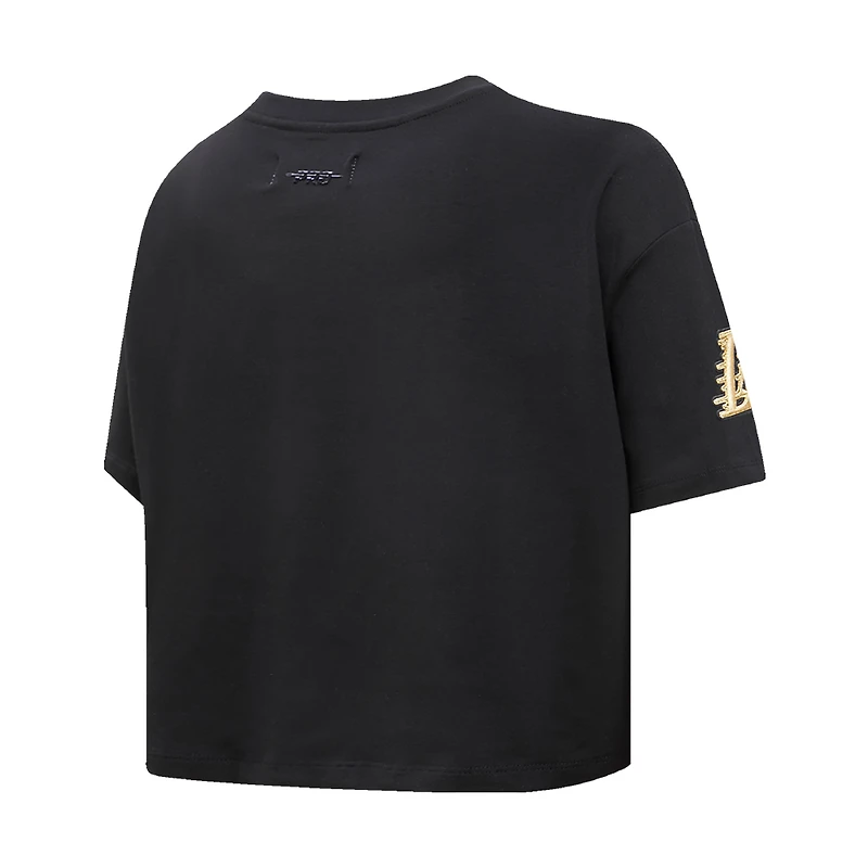 Women's Pro Standard Black Los Angeles Lakers Holiday Glam Boxy T-Shirt