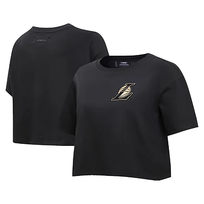 T-shirt noir Pro Standard pour femmes des Lakers de Los Angeles Holiday Glam Boxy