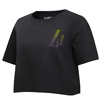 Women's Pro Standard Black Los Angeles Lakers Jewels Boxy Cropped T-Shirt