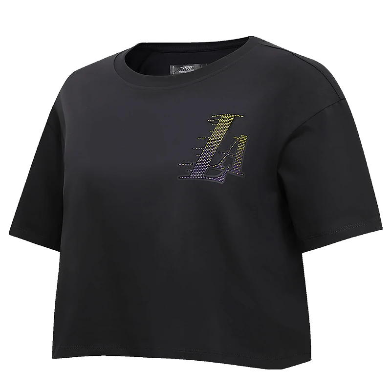 Women's Pro Standard Black Los Angeles Lakers Jewels Boxy Cropped T-Shirt