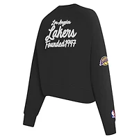 Women's Pro Standard Black Los Angeles Lakers Paint The City Cropped Pullover Sweatshirt