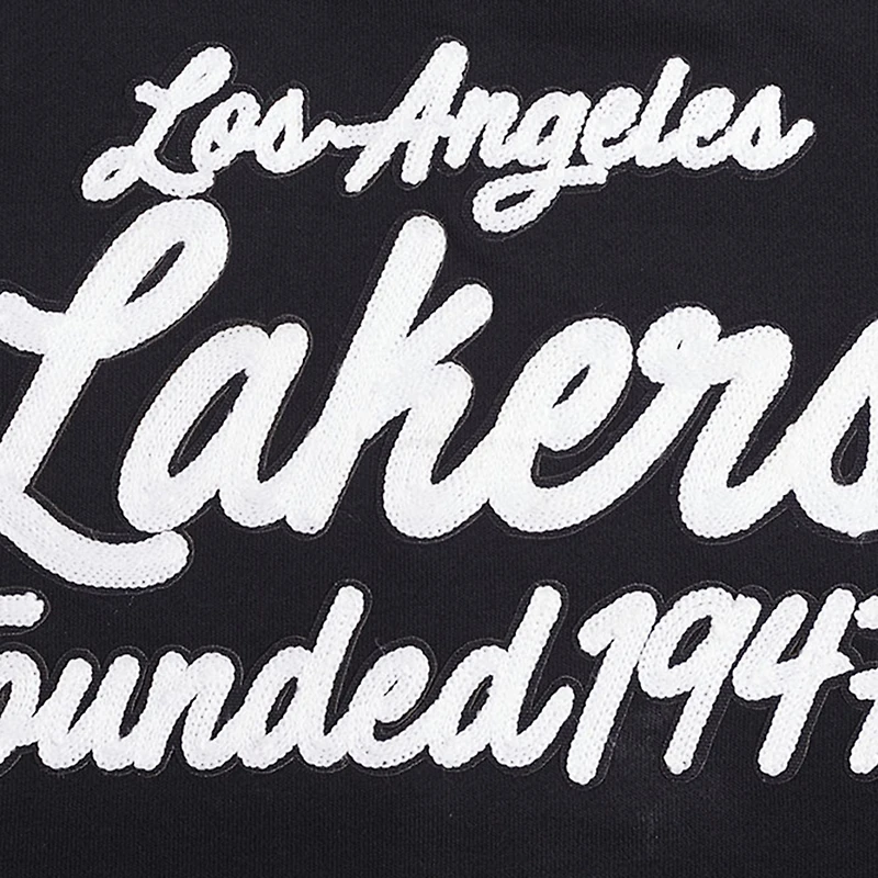 Women's Pro Standard Black Los Angeles Lakers Paint The City Cropped Pullover Sweatshirt