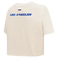 Women's Pro Standard Cream Los Angeles Lakers Retro Striper SJ Cropped Boxy T-Shirt
