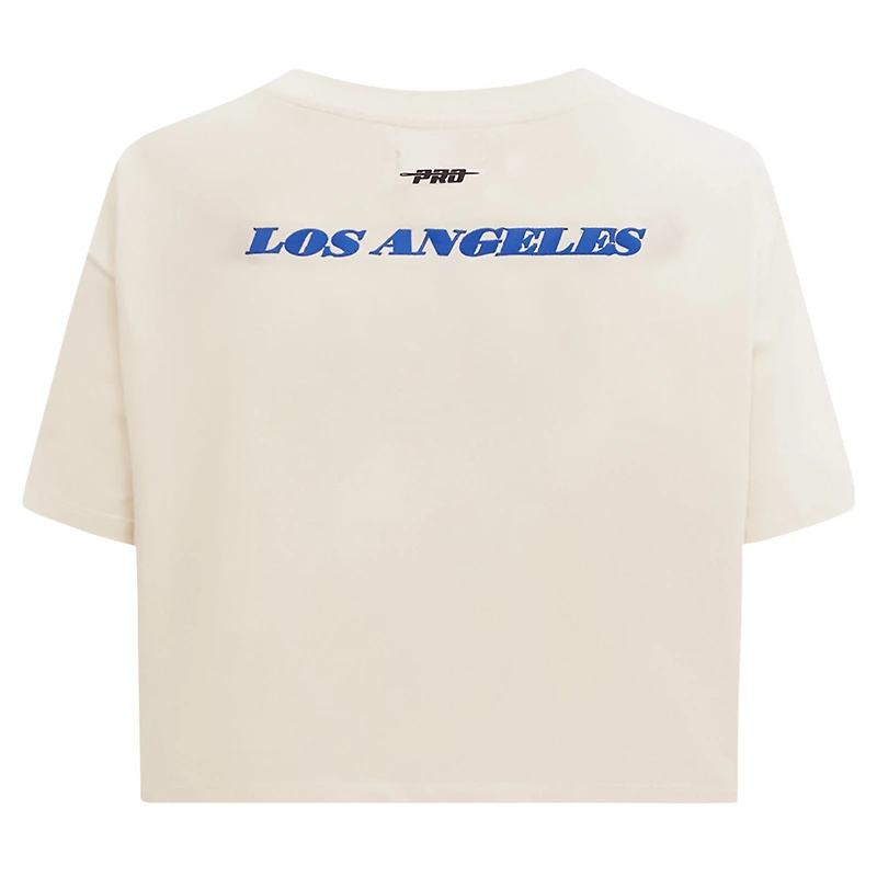 Women's Pro Standard Cream Los Angeles Lakers Retro Striper SJ Cropped Boxy T-Shirt