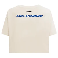 Women's Pro Standard Cream Los Angeles Lakers Retro Striper SJ Cropped Boxy T-Shirt