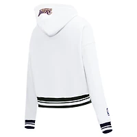Women's Pro Standard White Los Angeles Lakers Script Tail Cropped Pullover Hoodie