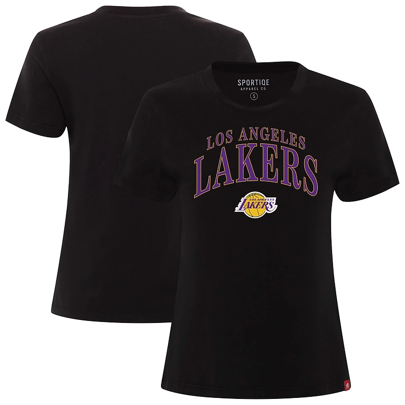 T-shirt Sportiqe noir pour femme, coupe boxy, Los Angeles Lakers, Arcadia
