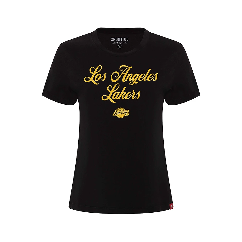 Women's Sportiqe Black Los Angeles Lakers Arcadia T-Shirt