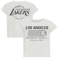 Women's Sportiqe  Cream Los Angeles Lakers Athletic Club Collection Alana Premium Cropped T-Shirt