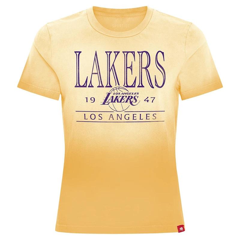 Women's Sportiqe Gold Los Angeles Lakers Arcadia Sun-Dipped T-Shirt