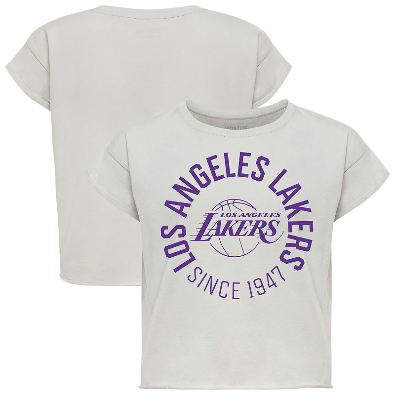 T-shirt court gris Sportiqe pour femme, collection authentique Alana des Los Angeles Lakers