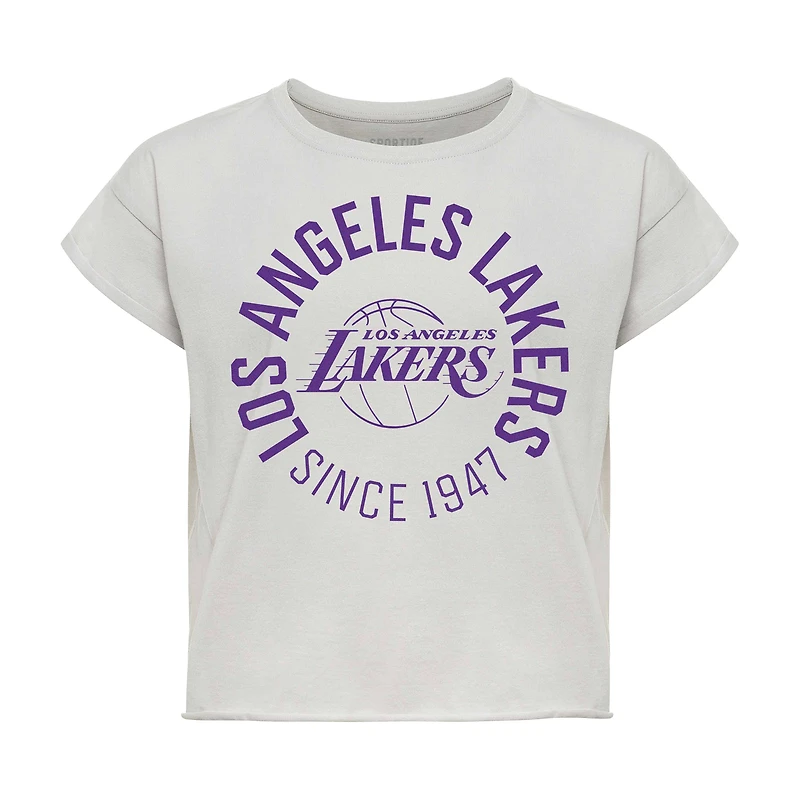 Women's Sportiqe Gray Los Angeles Lakers Cropped Genuine Issue Collection Alana T-Shirt