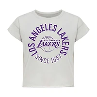 Women's Sportiqe Gray Los Angeles Lakers Cropped Genuine Issue Collection Alana T-Shirt