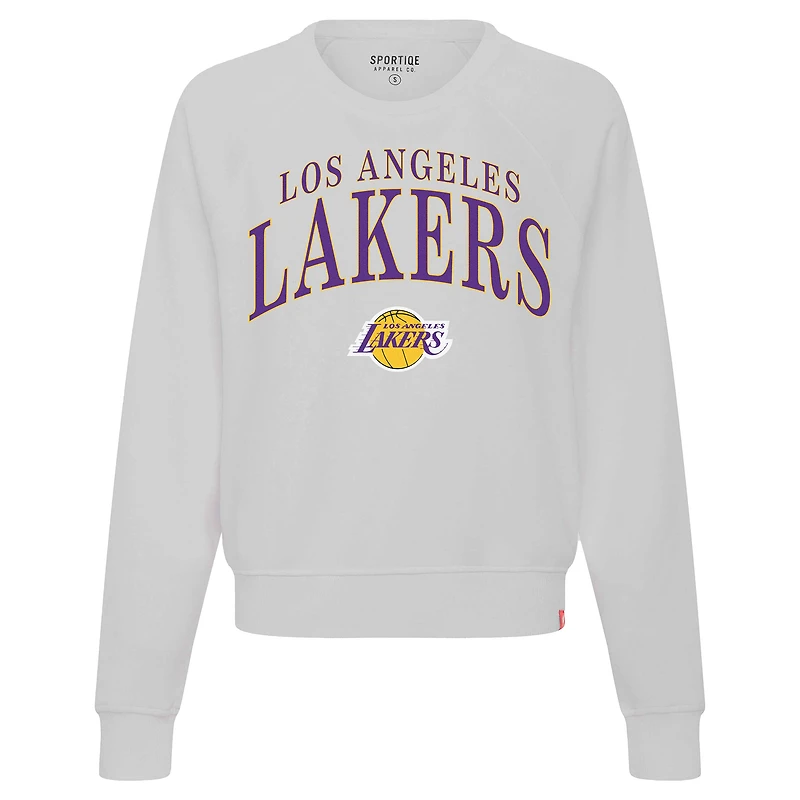 Women's Sportiqe Gray Los Angeles Lakers Genuine Issue Collection Ashlyn Cropped Sweatshirt