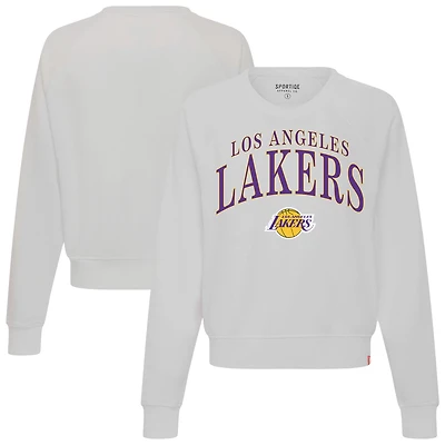 Women's Sportiqe Gray Los Angeles Lakers Genuine Issue Collection Ashlyn Cropped Sweatshirt