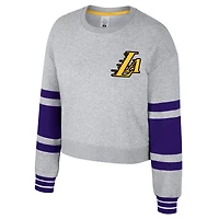 Women's Stadium Essentials Heather Gray Los Angeles Lakers 2024/25 City Edition Scrimmage Cropped Pullover Sweatshirt