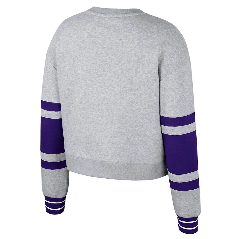 Women's Stadium Essentials Heather Gray Los Angeles Lakers 2024/25 City Edition Scrimmage Cropped Pullover Sweatshirt