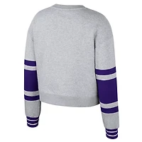 Women's Stadium Essentials Heather Gray Los Angeles Lakers 2024/25 City Edition Scrimmage Cropped Pullover Sweatshirt
