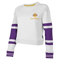 Women's Stadium Essentials White Los Angeles Lakers Scrimmage Cropped Pullover Sweatshirt