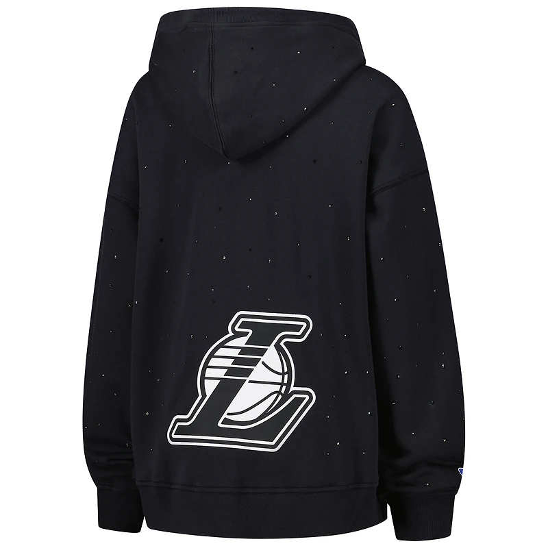 Sweat à capuche zippé surdimensionné pierres précieuses pour femme Terez Black Los Angeles Lakers