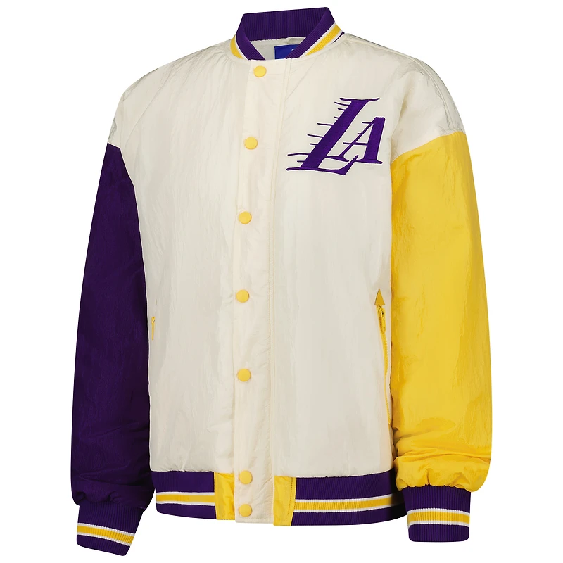 Veste aviateur à boutons-pression pour femme Terez White Los Angeles Lakers