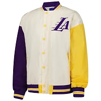 Veste aviateur à boutons-pression pour femme Terez White Los Angeles Lakers