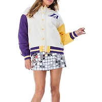 Veste aviateur à boutons-pression pour femme Terez White Los Angeles Lakers