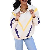 Women's Terez White Los Angeles Lakers Retro Chevron Ripstop Quarter-Zip Windbreaker Jacket
