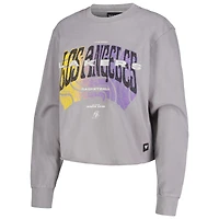 T-shirt court à manches longues The Wild Collective pour femmes, gris, Los Angeles Lakers Band