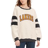 Women's Tommy Jeans Oatmeal/Black Los Angeles Lakers Mindy Sherpa Pullover Sweatshirt