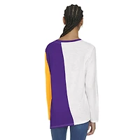 Women's Tommy Jeans White/Purple Los Angeles Lakers Amelia Color Blocked Long Sleeve T-Shirt