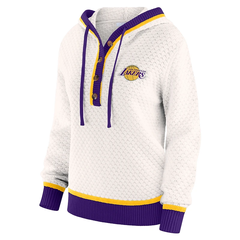 Women's WEAR by Erin Andrews Cream Los Angeles Lakers Plus Hoodie Sweater