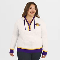 Women's WEAR by Erin Andrews Cream Los Angeles Lakers Plus Hoodie Sweater