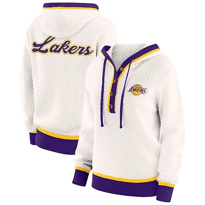 Women's WEAR by Erin Andrews Cream Los Angeles Lakers Plus Hoodie Sweater