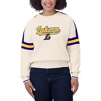 Women's WEAR by Erin Andrews  Cream Los Angeles Lakers Stripe Pullover Sweater