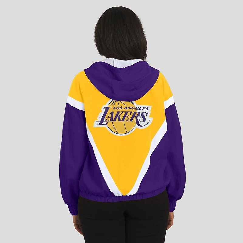 Women's WEAR by Erin Andrews Gold/Purple Los Angeles Lakers Colorblock Full-Zip Hoodie Windbreaker Jacket