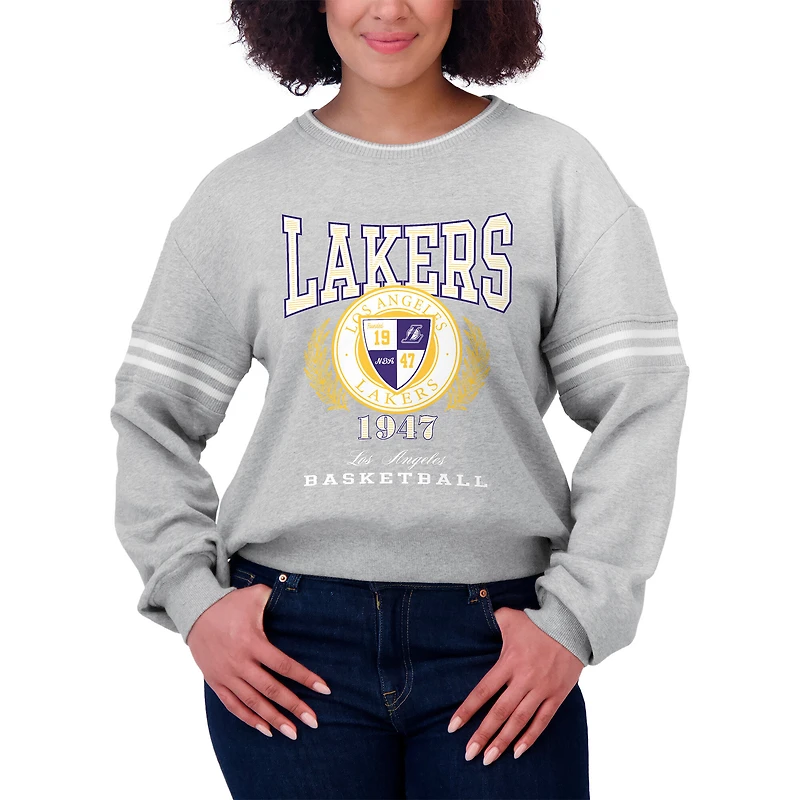Women's WEAR by Erin Andrews Heather Gray Los Angeles Lakers French Terry Pullover Sweatshirt