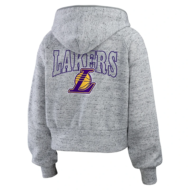 Women's WEAR by Erin Andrews Heather Gray Los Angeles Lakers Speckled Radiator Full-Zip Hoodie