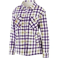 WEAR par Erin Andrews Oatmeal/ Los Angeles Lakers Plaid - Veste chemise boutonnée