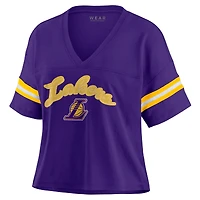 Women's WEAR by Erin Andrews Purple Los Angeles Lakers Plus Color Block Boxy V-Neck T-Shirt