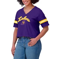 Women's WEAR by Erin Andrews Purple Los Angeles Lakers Plus Color Block Boxy V-Neck T-Shirt