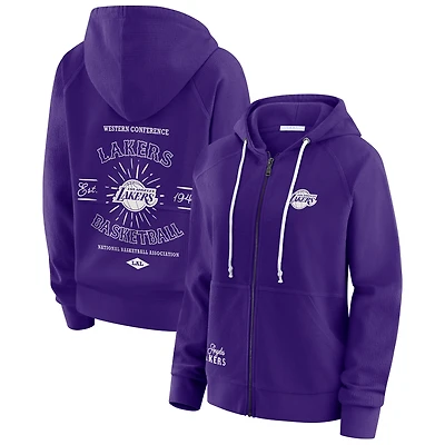 Women's WEAR by Erin Andrews Purple Los Angeles Lakers Vintage Full-Zip Raglan Hoodie