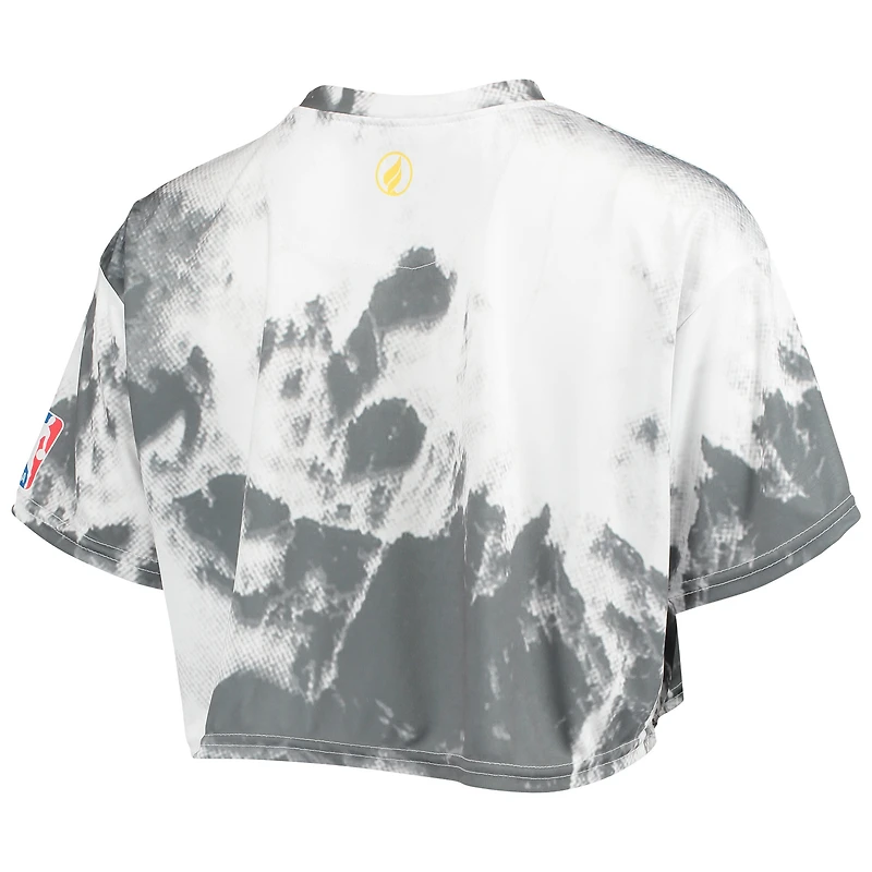 Ensemble Crop Top & Short Los Angeles Lakers Tie-Dye Blanc/Noir pour Femme