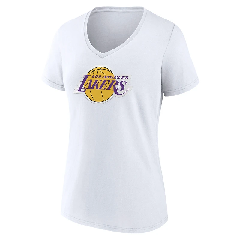 Women's White Los Angeles Lakers Alternate Logo V-Neck T-Shirt