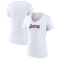Women's  White Los Angeles Lakers Wordmark Home V-Neck T-Shirt