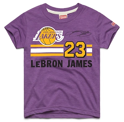 T-shirt enfant Hommage à LeBron James violet Los Angeles Lakers Remix Signature Nom et Numéro Tri-Blend