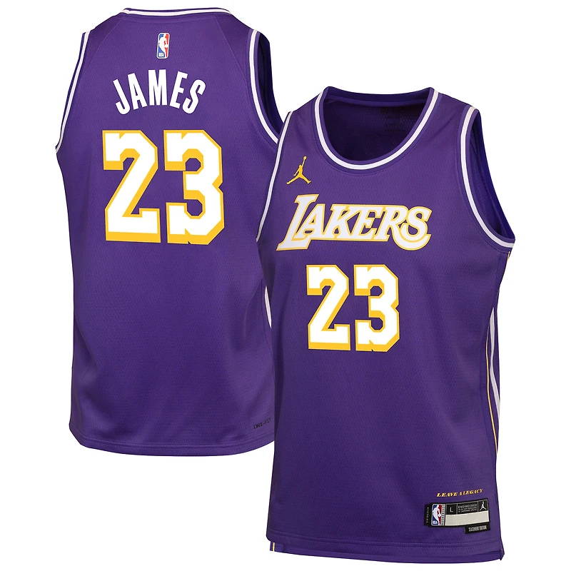 Youth Jordan Brand LeBron James Purple Los Angeles Lakers 2022/23 Swingman Player Jersey - Statement Edition
