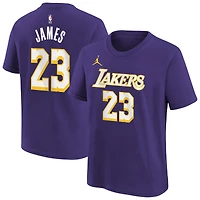 Youth Jordan Brand LeBron James Purple Los Angeles Lakers Statement Edition Name & Number T-Shirt
